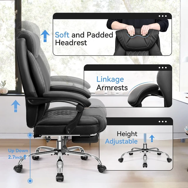 Alt view image 5 of 7 - Executive Chair with Footrest for Office