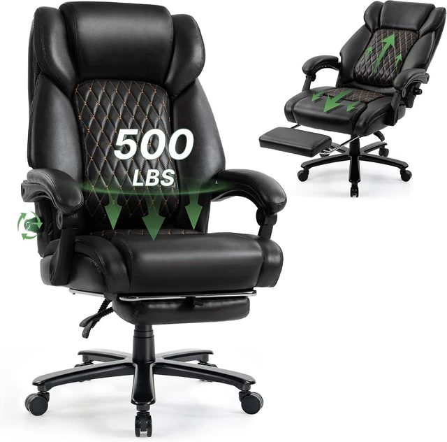 Main image of 500 Lbs Black Reclining Executive Office Chair with Retractable Footrest