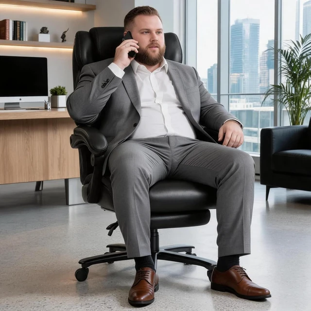 Alt view image 2 of 7 - 500 Lbs Executive Office Chair with Footrest & Adjustable Lumbar Support