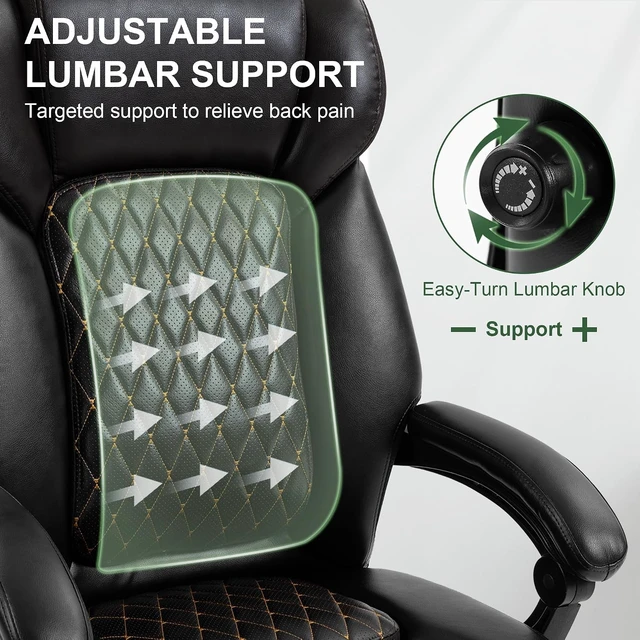 Alt view image 6 of 7 - 500 Lbs Executive Office Chair with Footrest & Adjustable Lumbar Support