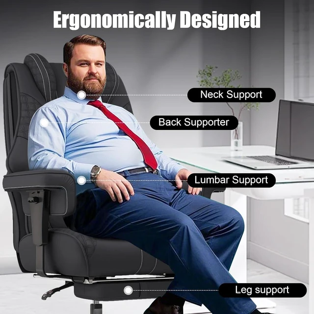 Alt view image 6 of 7 - High Back Big & Tall Office Chair with Foot Rest Computer Desk Chair
