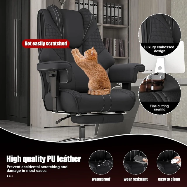 Alt view image 5 of 7 - High Back Big & Tall Office Chair with Foot Rest Computer Desk Chair