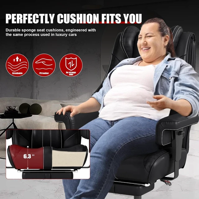 Alt view image 7 of 7 - High Back Big & Tall Office Chair with Foot Rest Computer Desk Chair