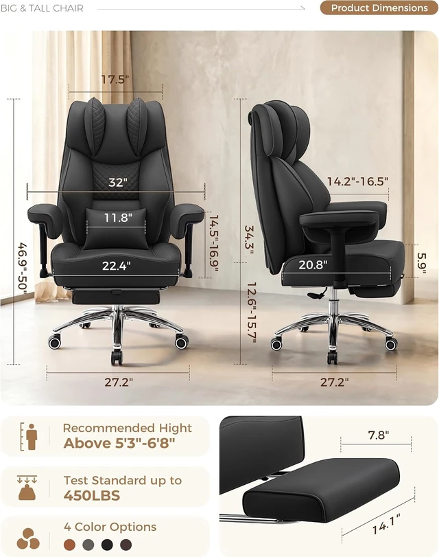 Alt view image 2 of 7 - High Back Big & Tall Ergonomic Office Desk Chair