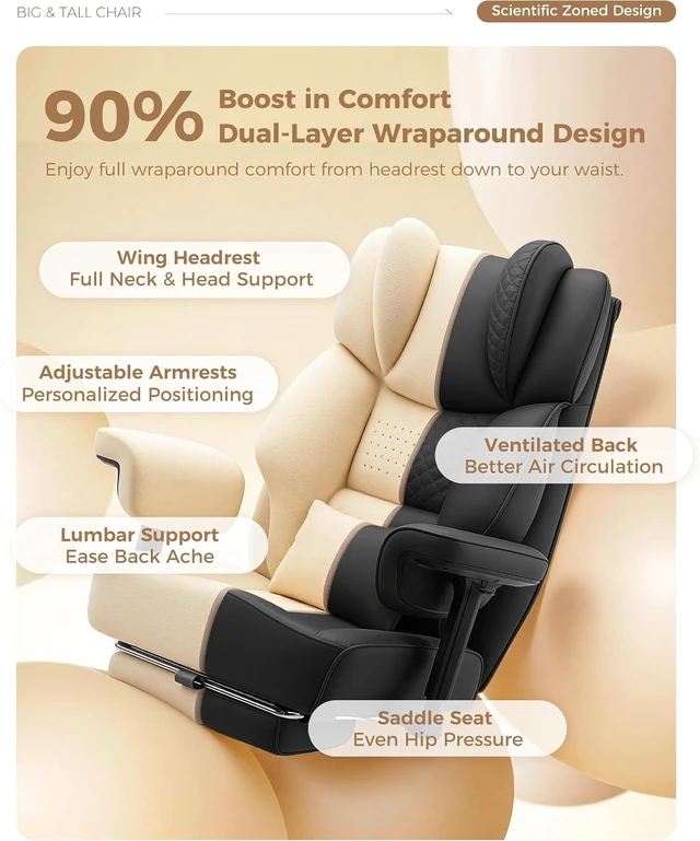 Alt view image 4 of 7 - High Back Big & Tall Ergonomic Office Desk Chair