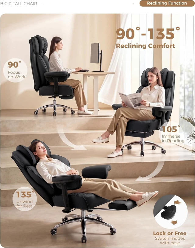 Alt view image 7 of 7 - High Back Big & Tall Ergonomic Office Desk Chair