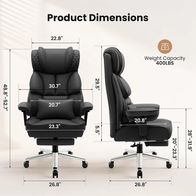 Alt view image 3 of 7 - 400 Lbs Executive Big & Tall Office Desk Computer Chair