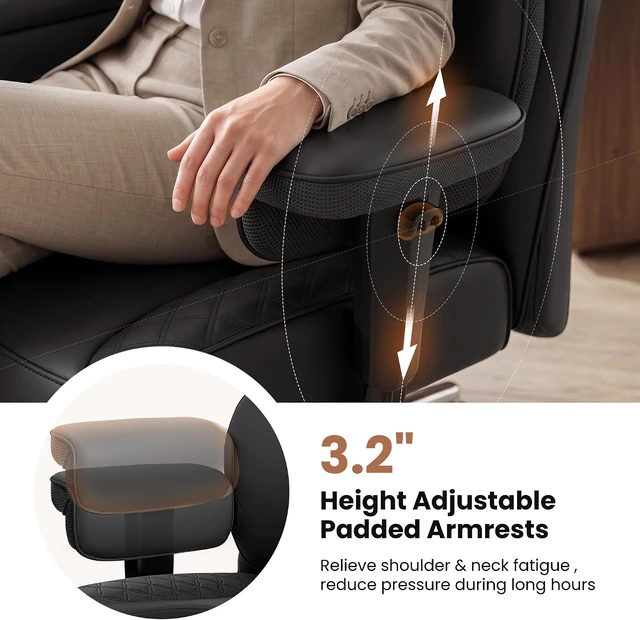 Alt view image 4 of 7 - 400 Lbs Executive Big & Tall Office Desk Computer Chair