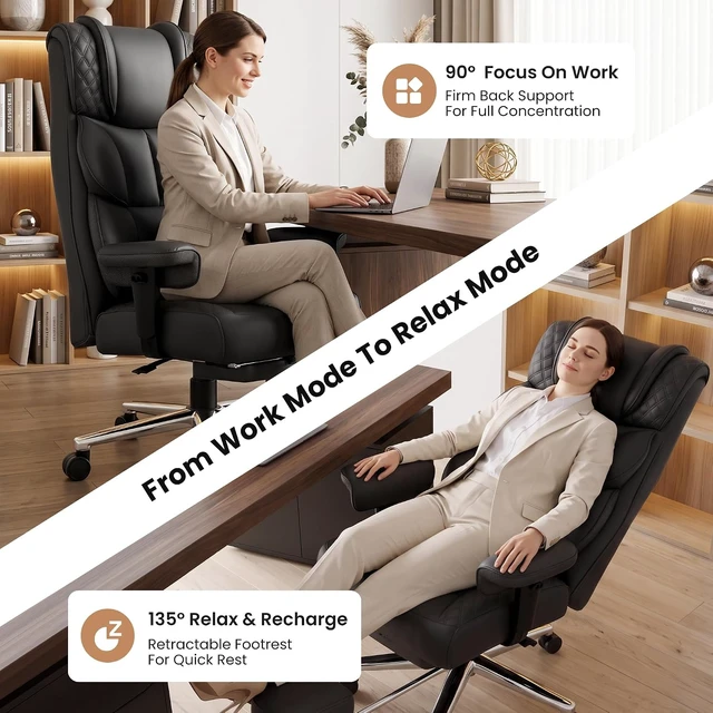 Alt view image 6 of 7 - 400 Lbs Executive Big & Tall Office Desk Computer Chair