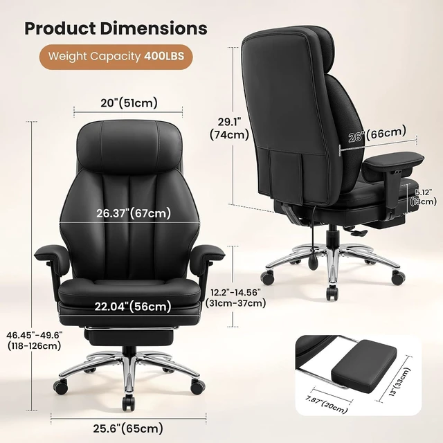Alt view image 2 of 7 - Big & Tall Gaming Office Chair with Inflatable Lumbar Support
