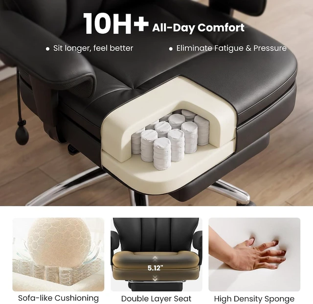 Alt view image 6 of 7 - Big & Tall Gaming Office Chair with Inflatable Lumbar Support
