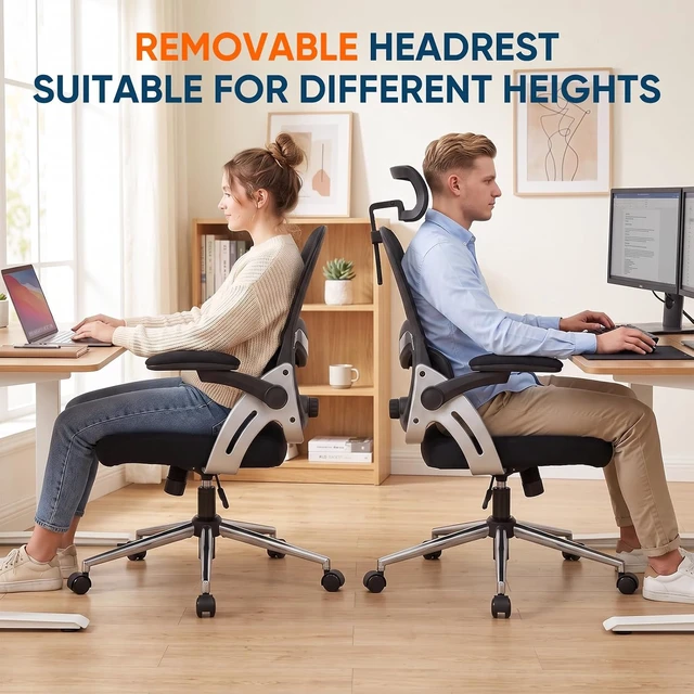 Alt view image 6 of 7 - 400 Lbs Ergonomic Mesh Office Chair with Headrest