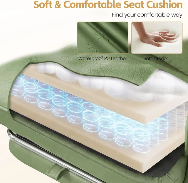 Alt view image 5 of 7 - Green Big & Tall Office Chair with Footrest & Flip Armrest Pet Friendly