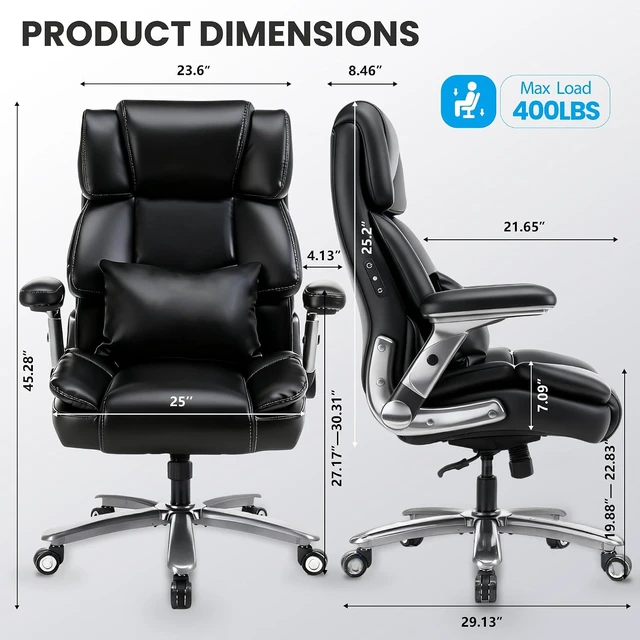 Alt view image 2 of 7 - 400 Lbs Heavy Duty Big & Tall Executive Chair High Back Home Desk Chair