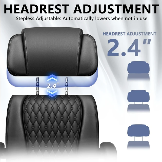 Alt view image 5 of 7 - 400 Lbs Office Chair with Foot Rest High Back Big & Tall Leather Executive Desk Chair, Heavy Duty Ergonomic for Home Office, Black