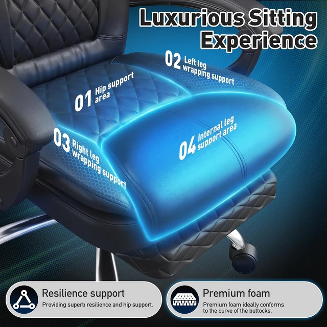 Alt view image 4 of 7 - Big & Tall Office Chair with Retractable Footrest & 145° Recline