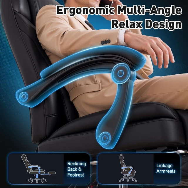 Alt view image 5 of 7 - Big & Tall Office Chair with Retractable Footrest & 145° Recline