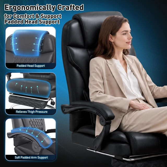 Alt view image 6 of 7 - Big & Tall Office Chair with Retractable Footrest & 145° Recline