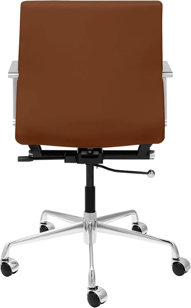Alt view image 5 of 5 - SOHO II Padded Management Office Chair Mid Back Faux Leather Desk Chair with Armrest & Swivel, Brown
