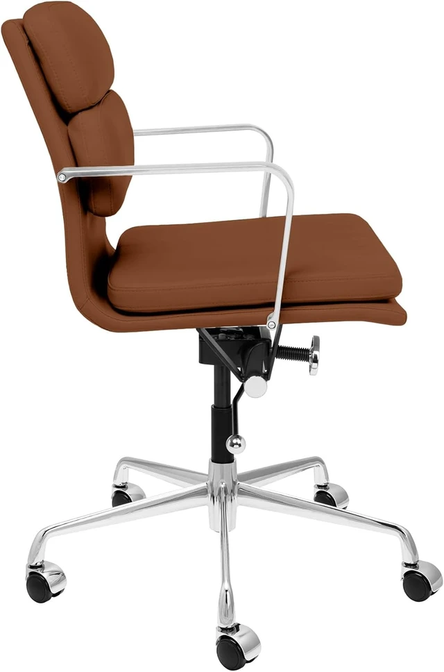 Alt view image 4 of 5 - SOHO II Padded Management Office Chair Mid Back Faux Leather Desk Chair with Armrest & Swivel, Brown