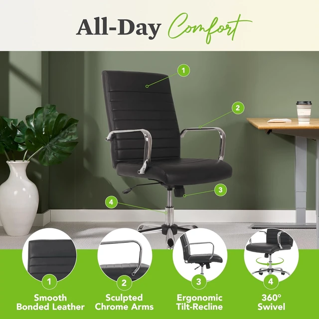 Alt view image 5 of 7 - Sadie Comfy Ergonomic Executive Office Chair Black Desk Chair