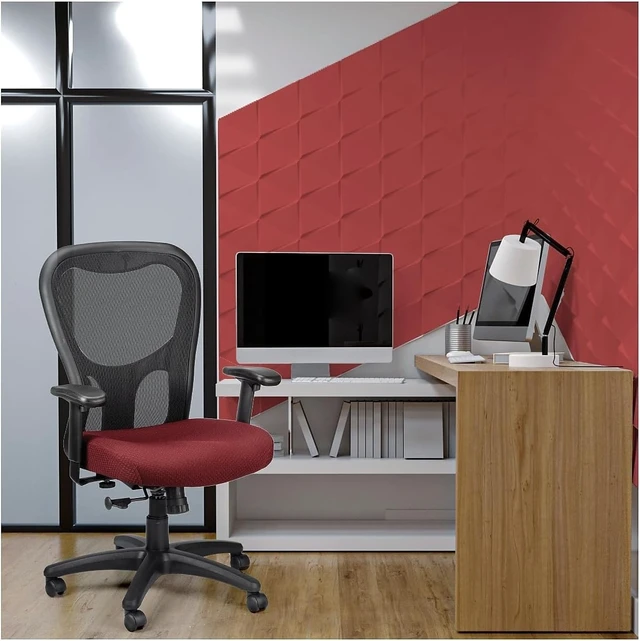 Alt view image 2 of 7 - TP9000C Mesh Swivel Task Chair with Tempur Material & Cooling Gel Layer Adjustable Armrests & Lumbar Support, Burgundy