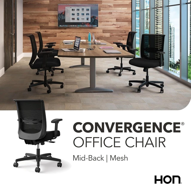 Alt view image 6 of 6 - Convergence Ergonomic Office Chair Black Desk Computer Chair