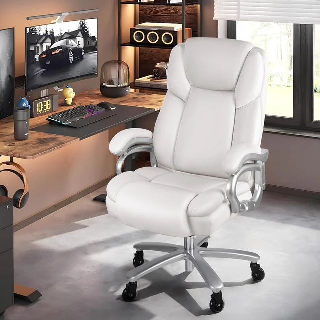 Alt view image 2 of 7 - 500 Lbs Big & Tall Office Chair Heavy Duty High Back Executive with Adjustable Lumbar Support, Wide Seat & Quiet Rubber Wheels