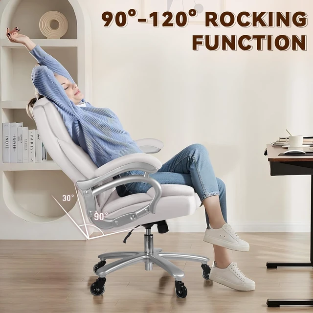 Alt view image 7 of 7 - 500 Lbs Big & Tall Office Chair Heavy Duty High Back Executive with Adjustable Lumbar Support, Wide Seat & Quiet Rubber Wheels