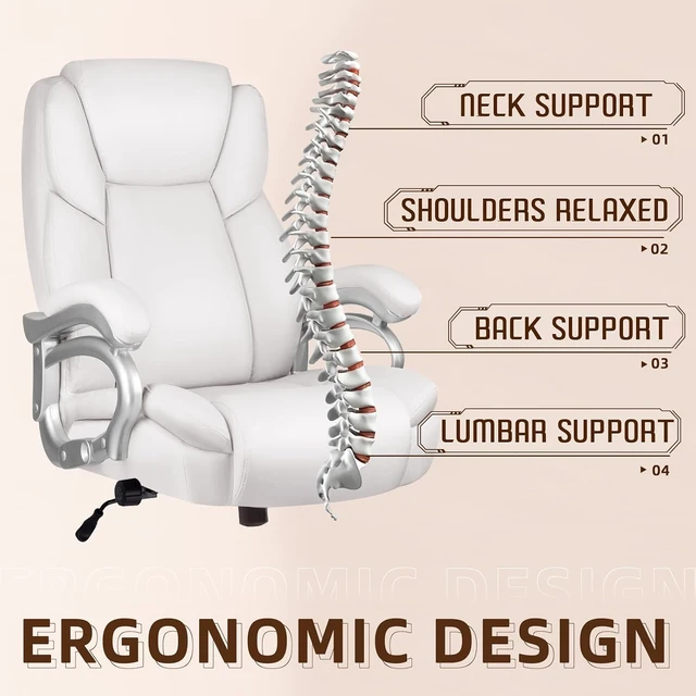 Alt view image 6 of 7 - 500 Lbs Big & Tall Office Chair Heavy Duty High Back Executive with Adjustable Lumbar Support, Wide Seat & Quiet Rubber Wheels