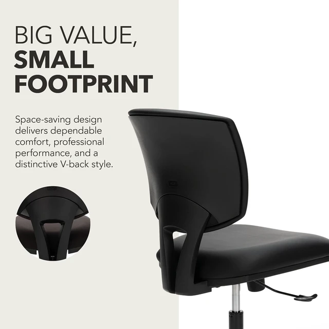 Alt view image 4 of 7 - Volt Armless Ergonomic Office Chair Black Desk Computer Chair