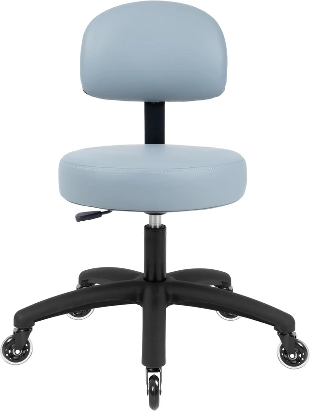 Main image of Round Vinyl Adjustable Chair for Exam Rooms, Labs, Doctor & Dentist Offices Easy to Clean, 17"-22" Seat Height, No Footring (Rubber Roller, Gray)
