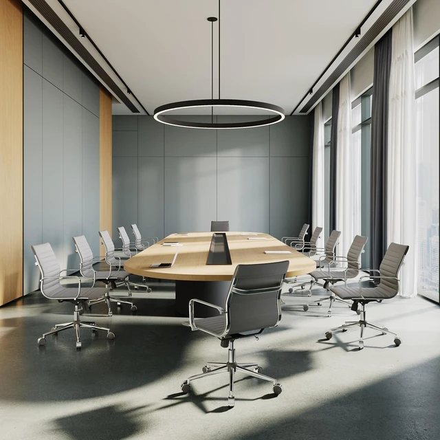Alt view image 7 of 7 - Gray Modern Executive Office Chair Leather Mid Back Adjustable Swivel Computer Chair with Lumbar Support for Conference Room & Home Office (Gray)