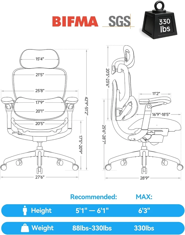 Alt view image 3 of 7 - Doro C300 Pro V2 Ergonomic Office Chair with Full-Body Adaptive Support