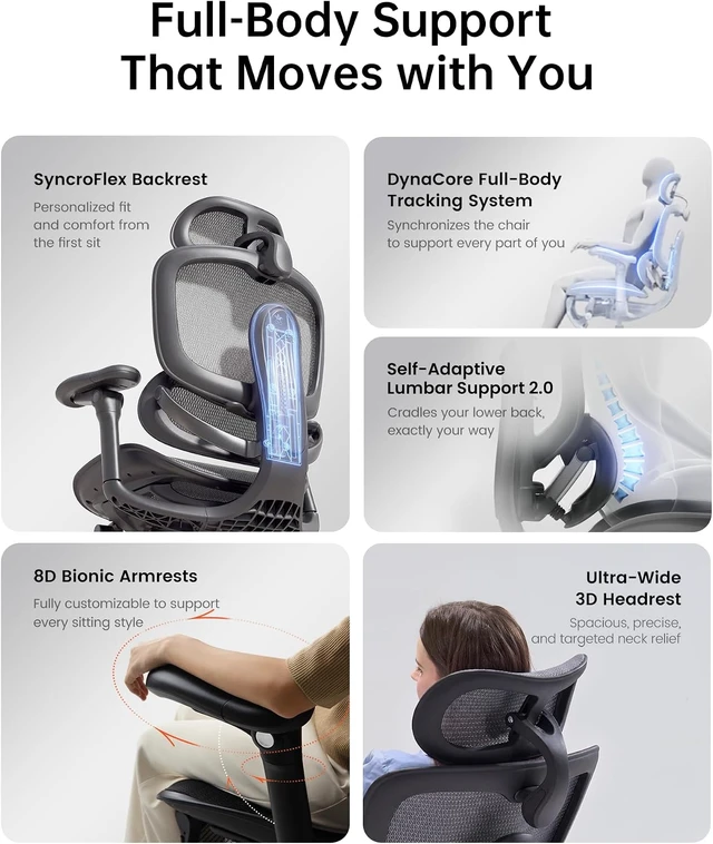Alt view image 6 of 7 - Doro C300 Pro V2 Ergonomic Office Chair with Full-Body Adaptive Support