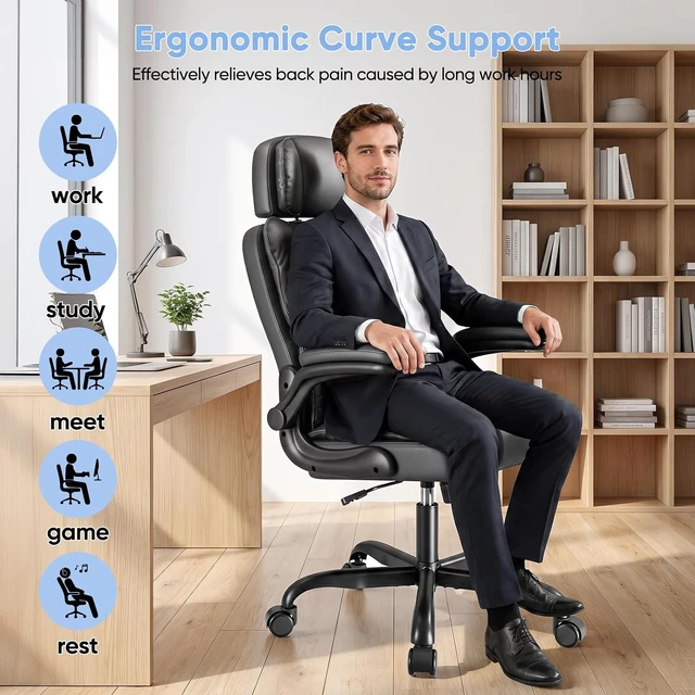 Alt view image 5 of 7 - Executive Managerial Chair with Adjustable Headrest