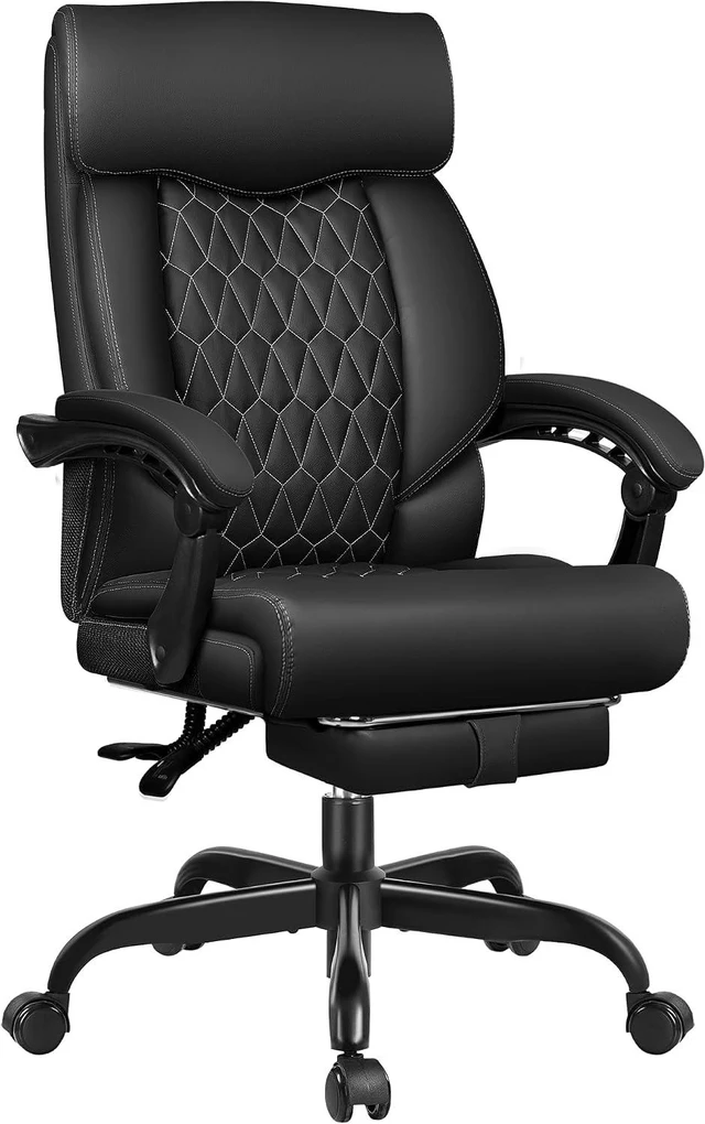 Main image of Big & Tall Office Chair with Footrest Ergonomic High Back Leather Executive Computer Chair