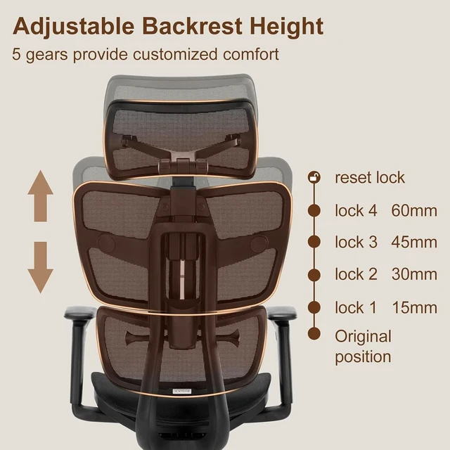 Alt view image 5 of 7 - Big & Tall Ergonomic Mesh Office Chair with Adjustable Lumbar Support, Headrest & Tilt High Back Executive Desk Chair with 360° Swivel for Home Office, Black