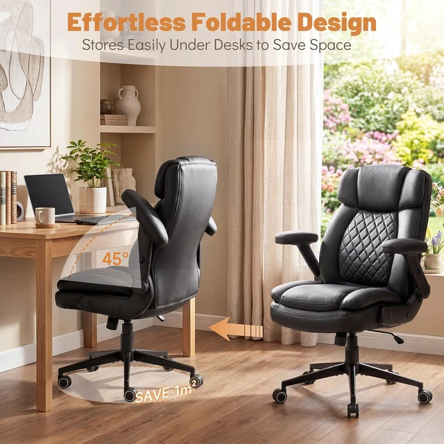 Alt view image 5 of 7 - 550 Lbs Executive Office Chair with Large 5D Flip Armrests for Heavy People