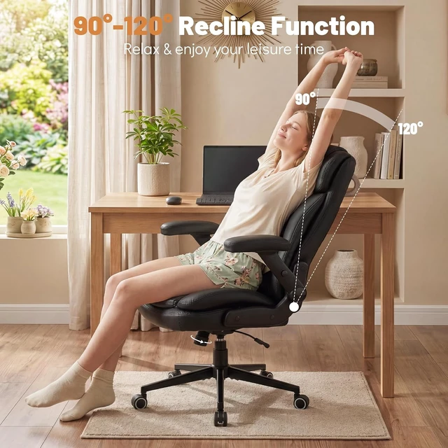 Alt view image 7 of 7 - 550 Lbs Executive Office Chair with Large 5D Flip Armrests for Heavy People