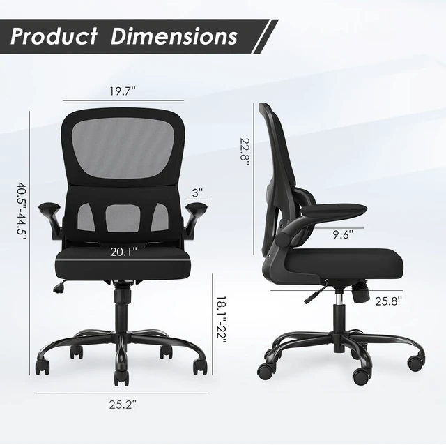 Alt view image 2 of 7 - Ergonomic Office Chair with Flip Armrest & Lumbar Support, 6 Pack