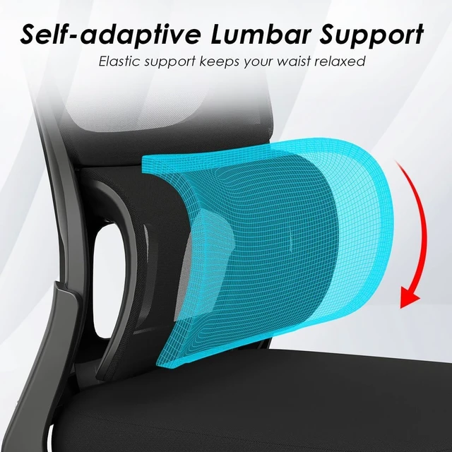 Alt view image 3 of 7 - Ergonomic Office Chair with Flip Armrest & Lumbar Support, 6 Pack