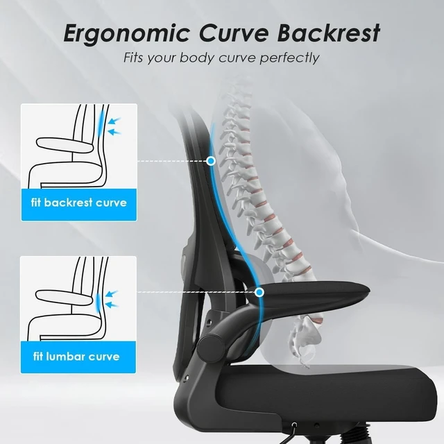 Alt view image 5 of 7 - Ergonomic Office Chair with Flip Armrest & Lumbar Support, 6 Pack