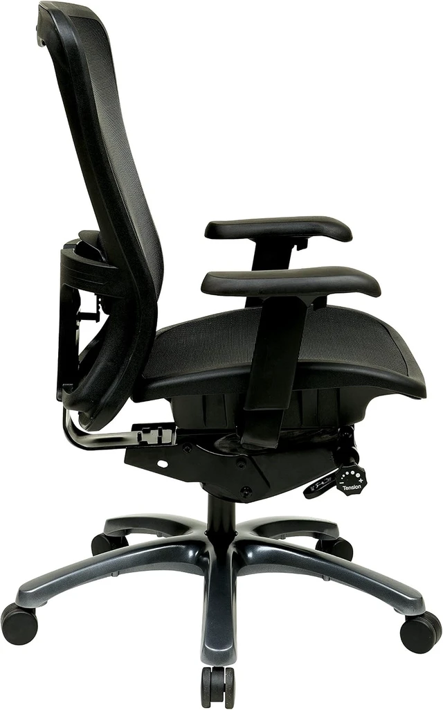 Alt view image 5 of 7 - Office Star ProGrid High Back Manager's Chair Breathable Back & Seat with Adjustable Lumbar Support, Black