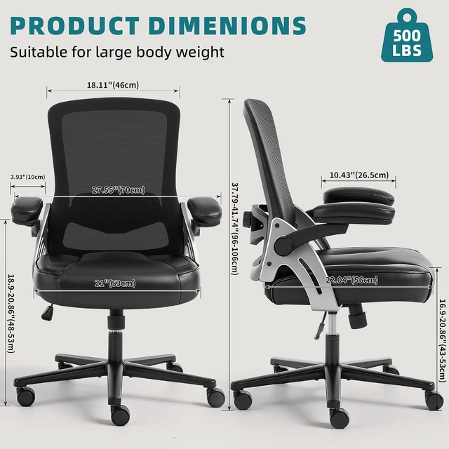 Alt view image 2 of 7 - 500 Lbs Big & Tall Office Chair Executive Leather Desk Chair