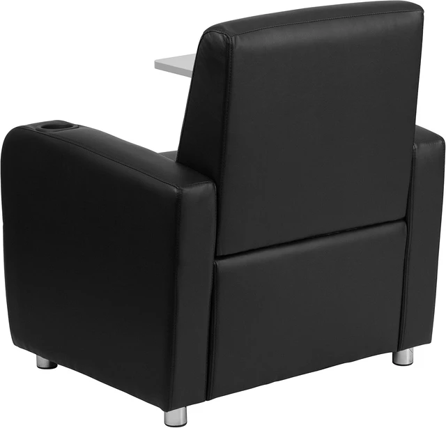 Alt view image 5 of 7 - George LeatherSoft Upholstered Guest Chair with Tablet Arm & Cup Holder for Offices and Waiting Rooms, Black