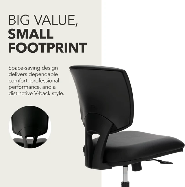 Alt view image 4 of 7 - Volt Ergonomic Office Chair, Armless Office Desk Computer Chair, Black
