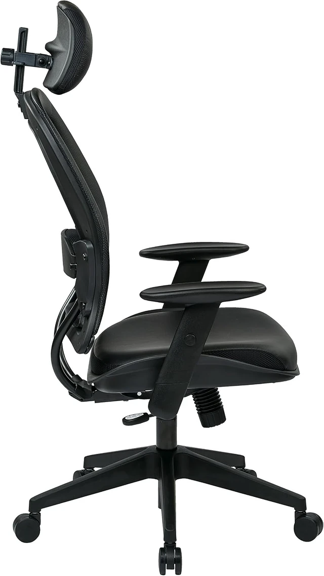 Alt view image 5 of 7 - Executive Chair with Adjustable Headrest Professional AirGrid Back & Padded Black Eco Leather Seat, 2-to-1 Synchro Tilt Control, Adjustable Arms, Tilt Tension & Nylon Base