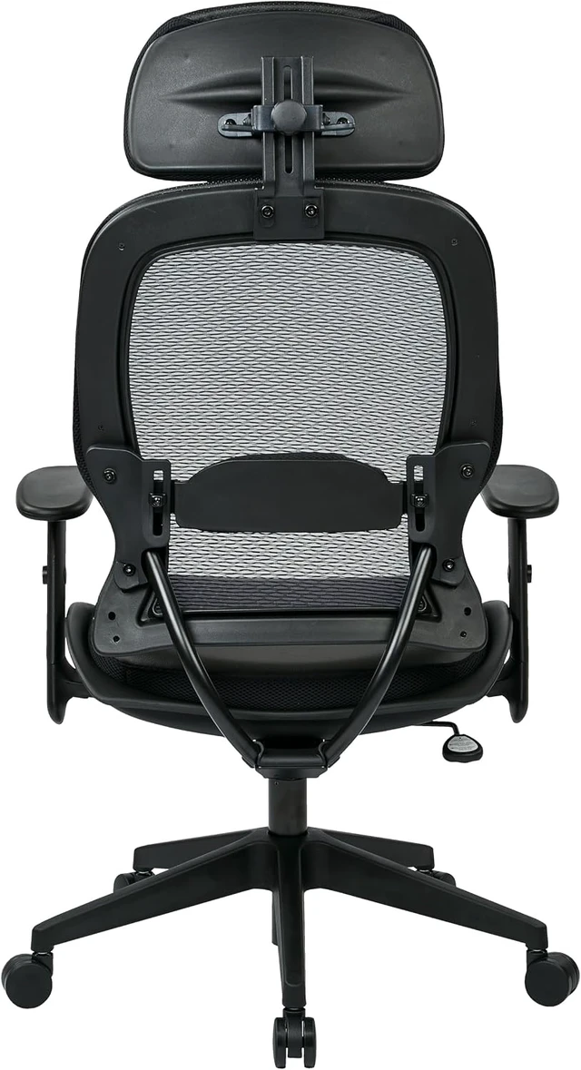Alt view image 6 of 7 - Executive Chair with Adjustable Headrest Professional AirGrid Back & Padded Black Eco Leather Seat, 2-to-1 Synchro Tilt Control, Adjustable Arms, Tilt Tension & Nylon Base