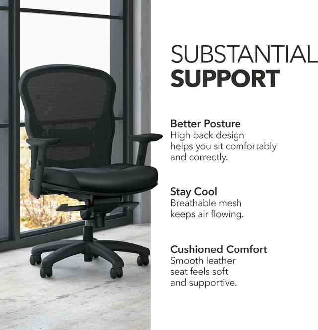 Alt view image 4 of 6 - Wave Ergonomic Office Chair with Lumbar Support, Desk Chair, Black